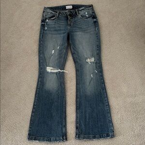Cello Distressed Dark Blue Flare Jeans